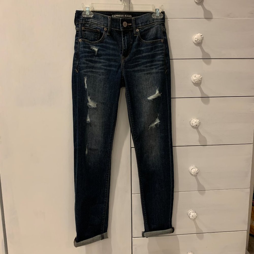 Cropped Skinny Midrise Express Blue jeans